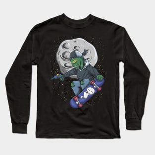 Alien Skateboard in Space Long Sleeve T-Shirt